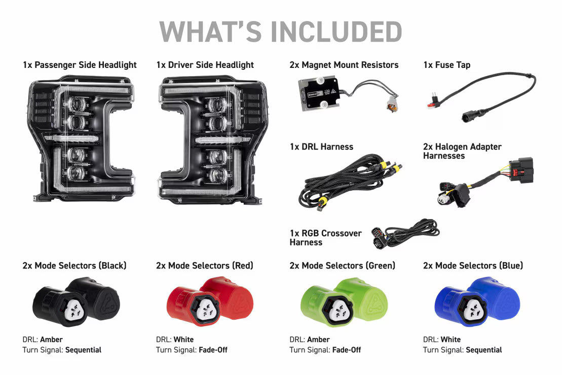 2017-2019 Ford Super Duty XRGB EVO LED DRL Projector Headlights - AutoLEDTech.com
