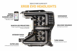 2020-2022 Ford Super Duty XRGB EVO LED DRL Projector Headlights - AutoLEDTech.com