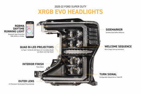 2020-2022 Ford Super Duty XRGB EVO LED DRL Projector Headlights - AutoLEDTech.com
