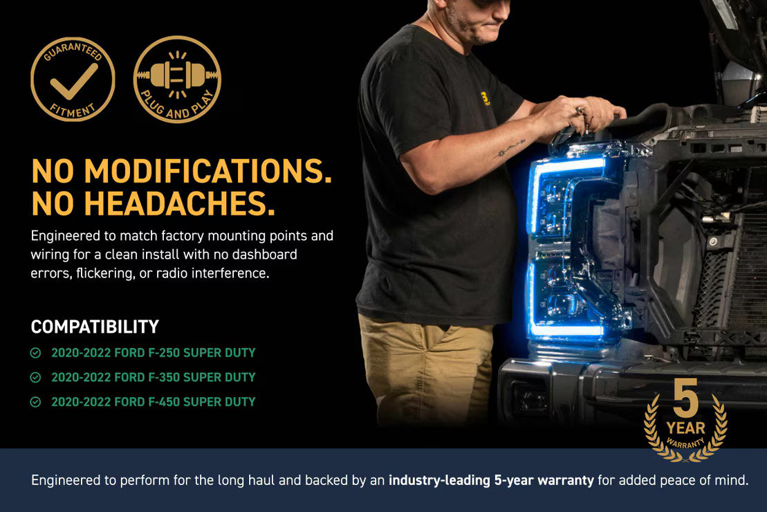 2020-2022 Ford Super Duty XRGB EVO LED DRL Projector Headlights - AutoLEDTech.com