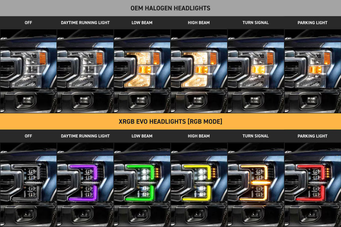 2020-2022 Ford Super Duty XRGB EVO LED DRL Projector Headlights - AutoLEDTech.com