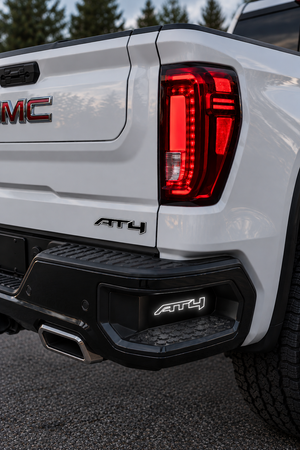 2019-2027+ GMC/Chevy 1500 Illuminated Rear Bumper Corner Step Inserts (Silverado/ Sierra) - AutoLEDTech.com