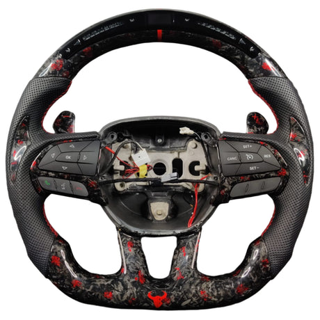 2015-2023 Dodge Charger Challenger Custom Carbon Fiber LED Steering Wheel - AutoLEDTech.com