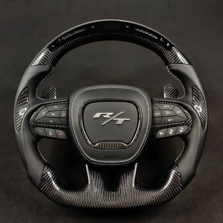 2015-2023 Dodge Charger Challenger Custom Carbon Fiber LED Steering Wheel - AutoLEDTech.com