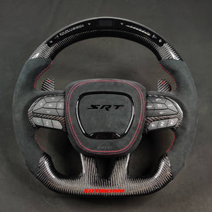 2015-2023 Dodge Charger Challenger Custom Carbon Fiber LED Steering Wheel - AutoLEDTech.com