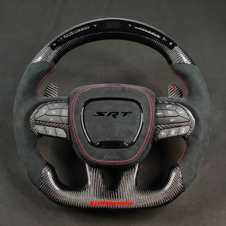 2015-2023 Dodge Charger Challenger Custom Carbon Fiber LED Steering Wheel - AutoLEDTech.com
