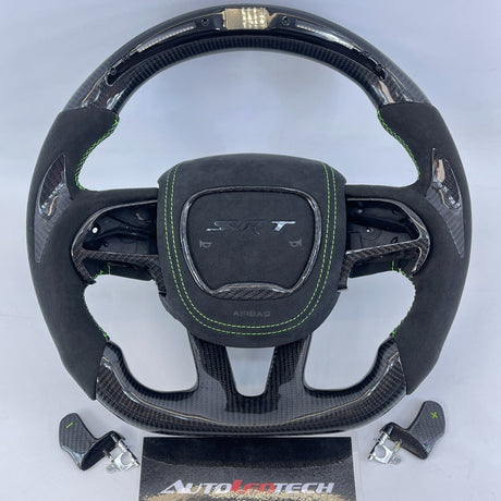 2015-2023 Dodge Charger Challenger Custom Carbon Fiber LED Steering Wheel - AutoLEDTech.com