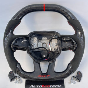 2015-2023 Dodge Charger Challenger Custom Carbon Fiber LED Steering Wheel - AutoLEDTech.com