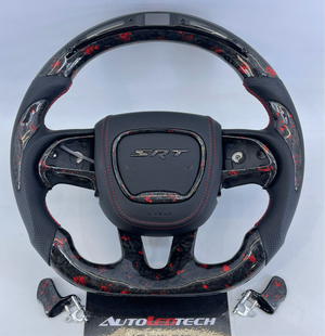 2015-2023 Dodge Charger Challenger Custom Carbon Fiber LED Steering Wheel - AutoLEDTech.com