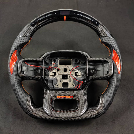 2009-2014 Ford Raptor & F150 Custom Carbon Fiber Steering Wheel w/ LED Display - AutoLEDTech.com