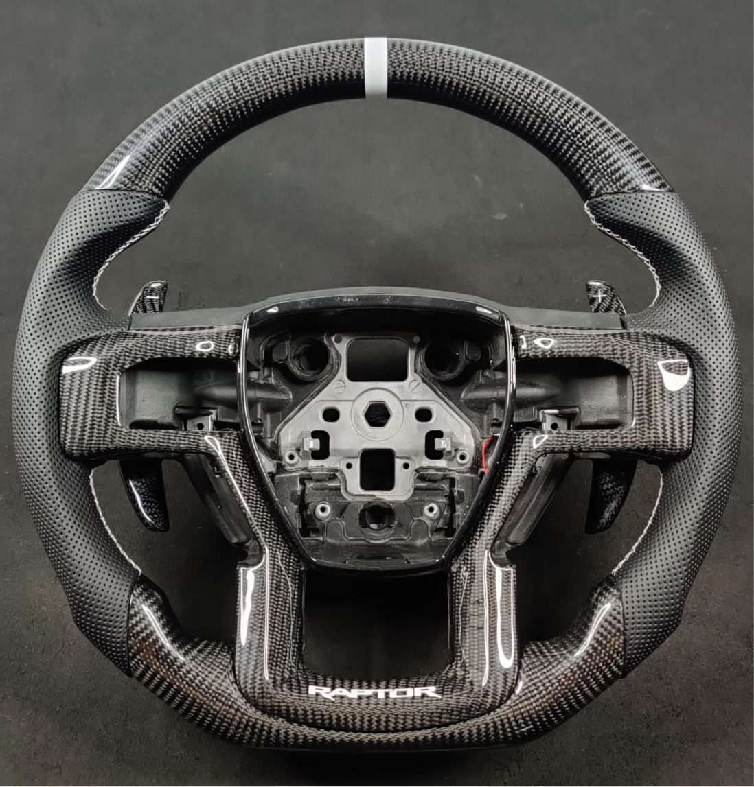 2009-2014 Ford Raptor & F150 Custom Carbon Fiber Steering Wheel w/ LED Display - AutoLEDTech.com