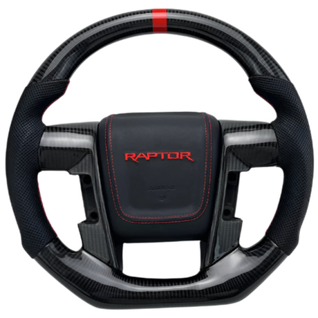 2009-2014 Ford Raptor & F150 Custom Carbon Fiber Steering Wheel w/ LED Display - AutoLEDTech.com