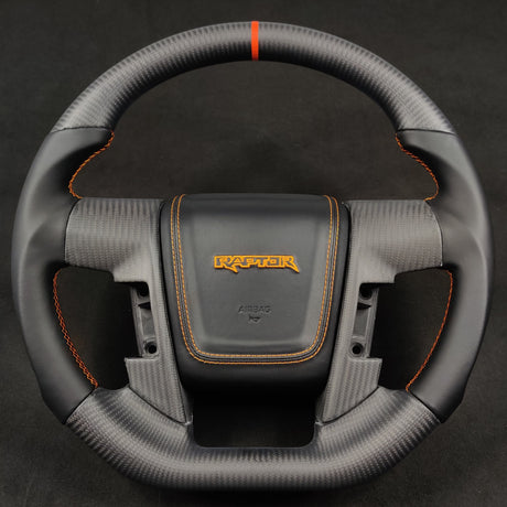 2009-2014 Ford Raptor & F150 Custom Carbon Fiber Steering Wheel w/ LED Display - AutoLEDTech.com