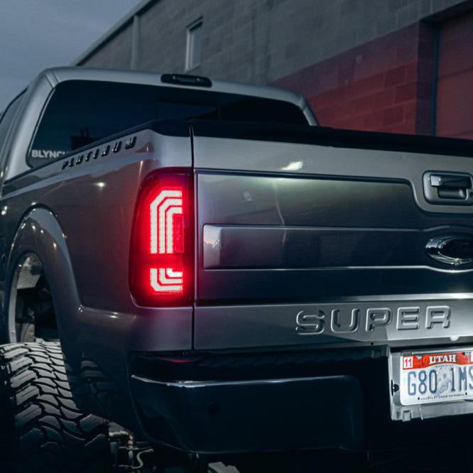 1999-2016 Ford F250 F350 Super Duty Red Smoked LED Tail Lights - AutoLEDTech.com
