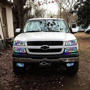 2003-2006 Chevrolet Silverado/Avalanche RGBW Flow Series LED Halo Headlights - AutoLEDTech.com