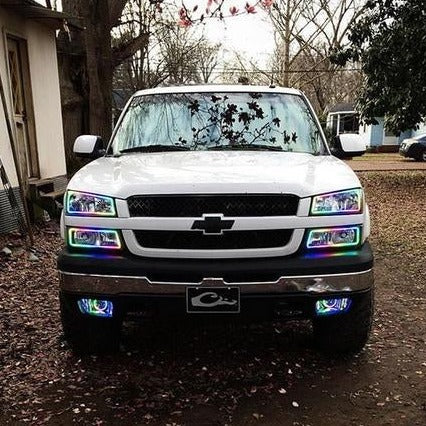 2003-2006 Chevrolet Silverado/Avalanche RGBW Flow Series LED Halo Headlights - AutoLEDTech.com