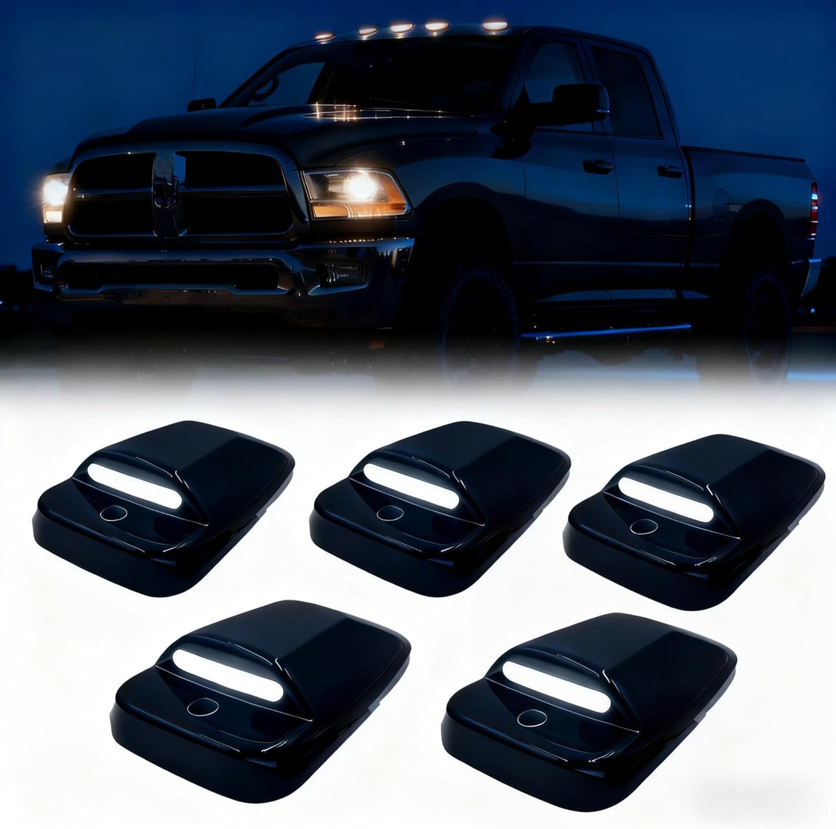 2003-2018 Dodge Ram HD Smoked White Amber Slim-Line LED Roof Cab Lights - AutoLEDTech.com