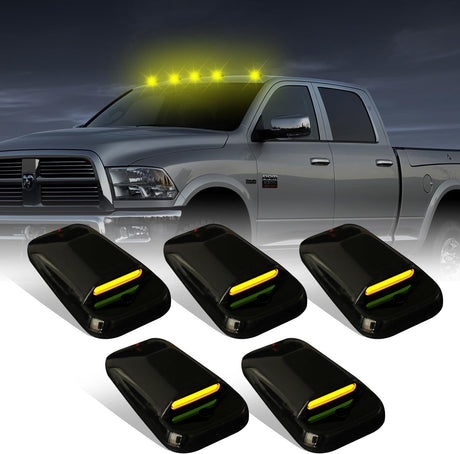 2003-2018 Dodge Ram HD Smoked White Amber Slim-Line LED Roof Cab Lights - AutoLEDTech.com