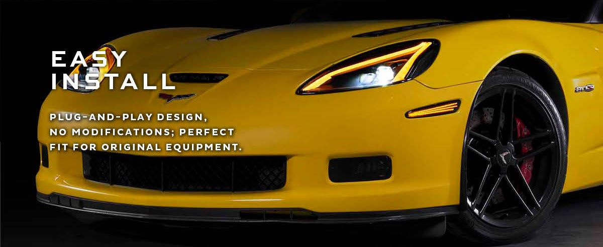2005-2013 Chevrolet C6 Corvette XB LED DRL Projector Headlights - C8 Design - AutoLEDTech.com