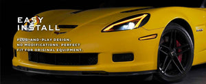 2005-2013 Chevrolet C6 Corvette XB LED DRL Projector Headlights - C8 Design - AutoLEDTech.com
