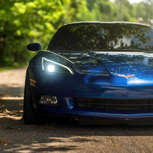 2005-2013 Chevrolet C6 Corvette XB LED DRL Projector Headlights - C8 Design - AutoLEDTech.com