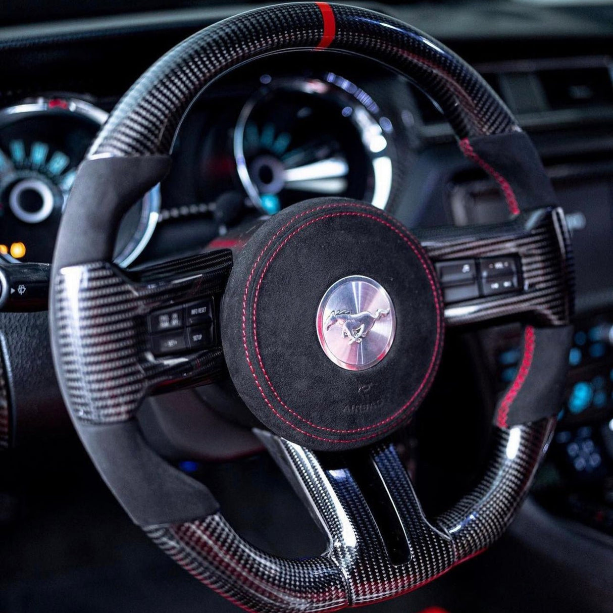 2005-2014 Ford Mustang Carbon Fiber Steering Wheel - AutoLEDTech.com