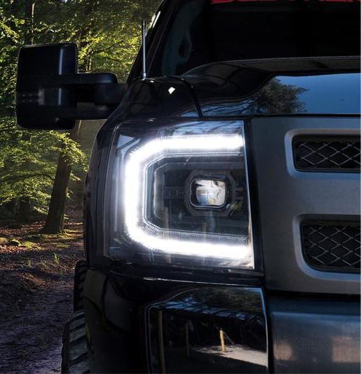2007-2013 Chevrolet Silverado LED DRL Projector Headlights - AutoLEDTech.com