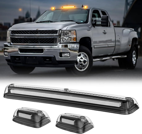 2007-2014 GMC Chevy HD Smoked White Amber LED Roof Cab Lights - AutoLEDTech.com