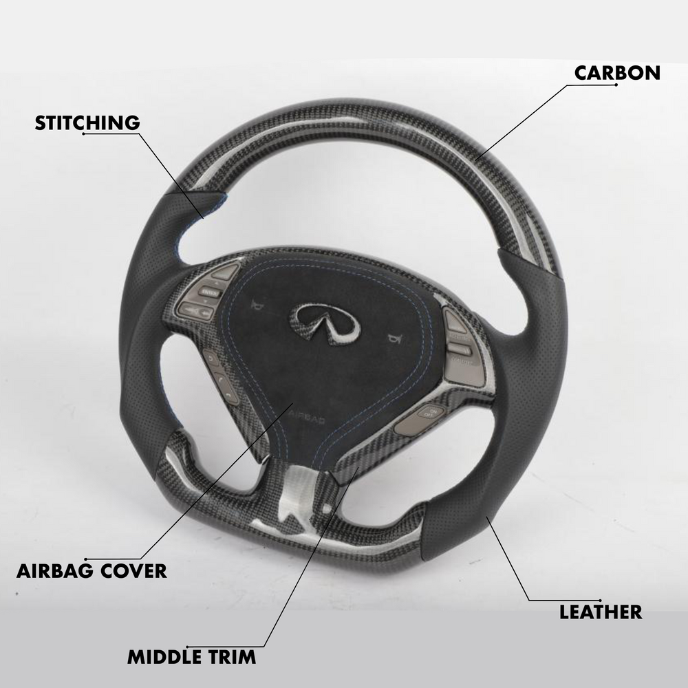 2007-2015 Infiniti G37 G35 Custom Carbon Fiber Steering Wheel - AutoLEDTech.com