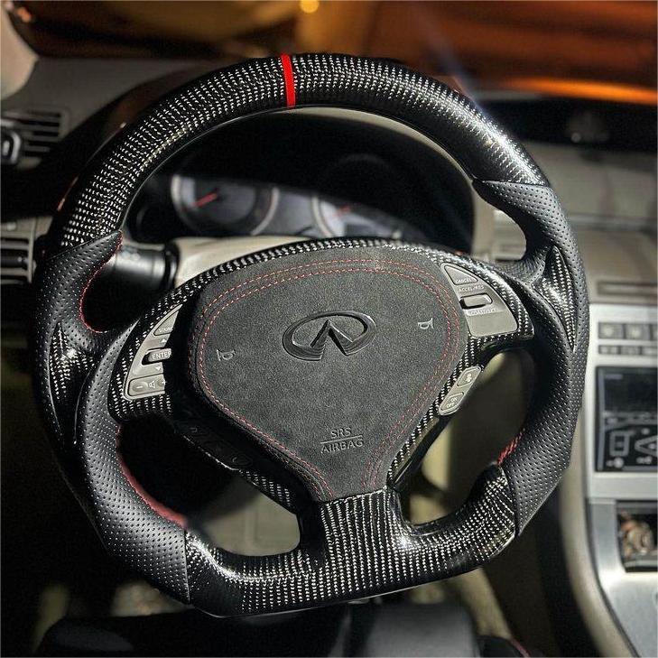 2007-2015 Infiniti G37 G35 Custom Carbon Fiber Steering Wheel - AutoLEDTech.com
