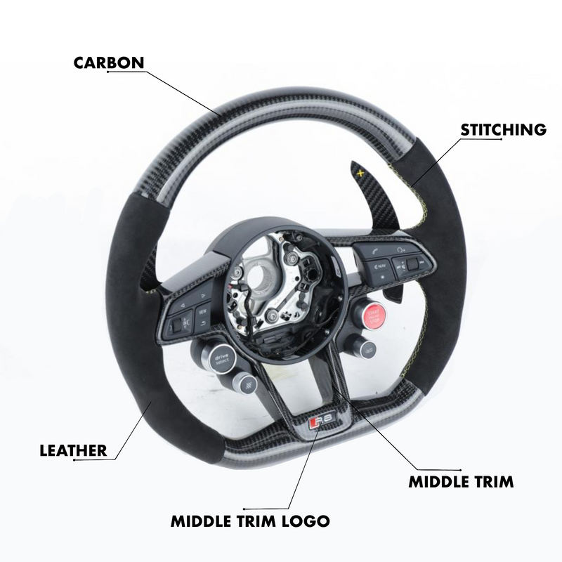 2015-2024 Audi R8 TTRS Custom Carbon Fiber Steering Wheel - AutoLEDTech.com