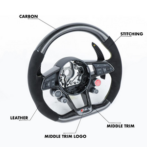 2015-2024 Audi R8 TTRS Custom Carbon Fiber Steering Wheel - AutoLEDTech.com