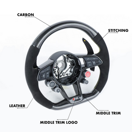 2015-2024 Audi R8 TTRS Custom Carbon Fiber Steering Wheel - AutoLEDTech.com