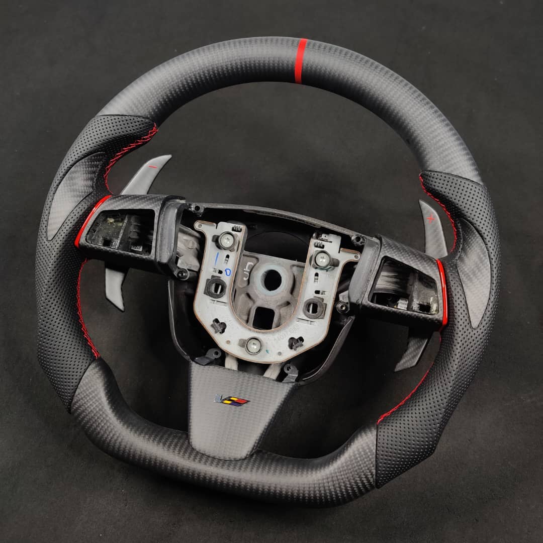 2008-2015 Cadillac V2 CTS-V CTS Carbon Fiber Steering Wheel - AutoLEDTech.com