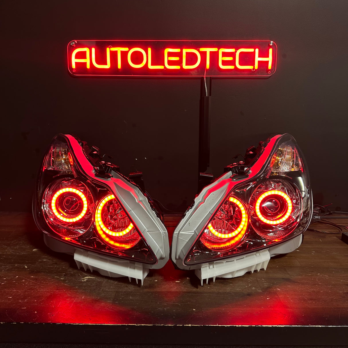 2008-2015 Infiniti G37 Q60 Coupe RGBW Flow Series LED Halo Prebuilt Headlights - AutoLEDTech.com