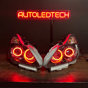 2008-2015 Infiniti G37 Q60 Coupe RGBW Flow Series LED Halo Prebuilt Headlights - AutoLEDTech.com