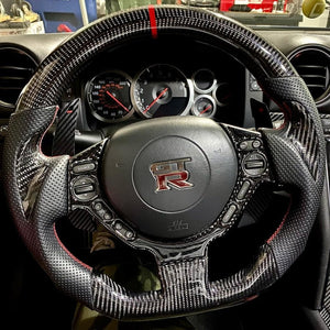 2008-2016 Nissan GTR R35 Custom Carbon Fiber Steering Wheel w/ LED RPM Display - AutoLEDTech.com