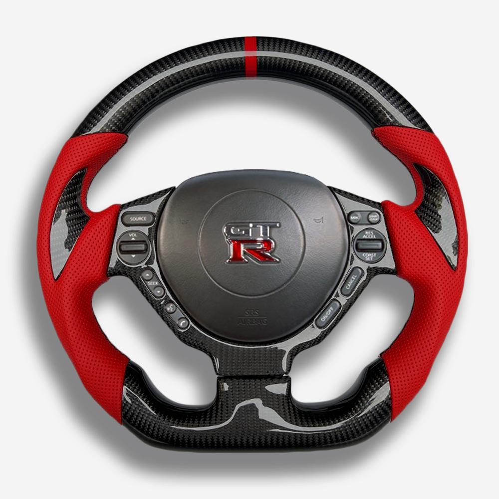 2008-2016 Nissan GTR R35 Custom Carbon Fiber Steering Wheel w/ LED RPM Display - AutoLEDTech.com