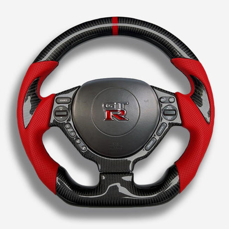 2008-2016 Nissan GTR R35 Custom Carbon Fiber Steering Wheel w/ LED RPM Display - AutoLEDTech.com