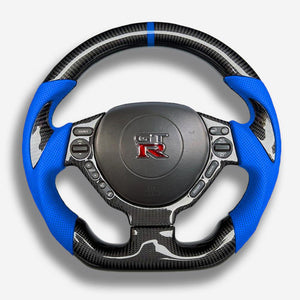 2008-2016 Nissan GTR R35 Custom Carbon Fiber Steering Wheel w/ LED RPM Display - AutoLEDTech.com