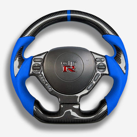 2008-2016 Nissan GTR R35 Custom Carbon Fiber Steering Wheel w/ LED RPM Display - AutoLEDTech.com
