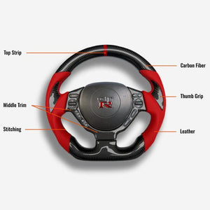 2008-2016 Nissan GTR R35 Custom Carbon Fiber Steering Wheel w/ LED RPM Display - AutoLEDTech.com