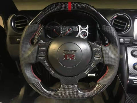 2008-2016 Nissan GTR R35 Custom Carbon Fiber Steering Wheel w/ LED RPM Display - AutoLEDTech.com