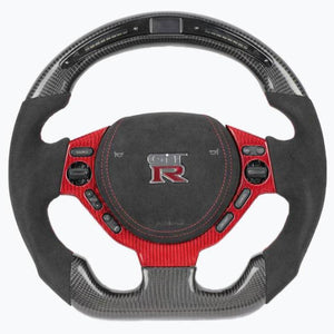 2008-2016 Nissan GTR R35 Custom Carbon Fiber Steering Wheel w/ LED RPM Display - AutoLEDTech.com