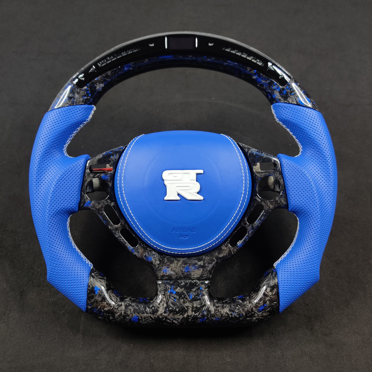 2008-2016 Nissan GTR R35 Custom Carbon Fiber Steering Wheel w/ LED RPM Display - AutoLEDTech.com