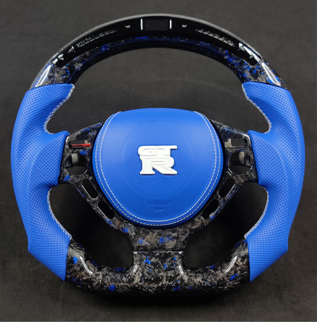2008-2016 Nissan GTR R35 Custom Carbon Fiber Steering Wheel w/ LED RPM Display - AutoLEDTech.com