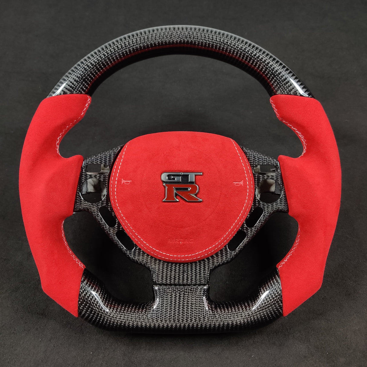 2008-2016 Nissan GTR R35 Custom Carbon Fiber Steering Wheel w/ LED RPM Display - AutoLEDTech.com