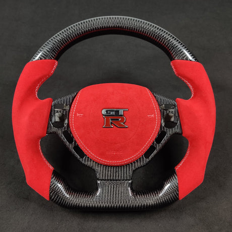 2008-2016 Nissan GTR R35 Custom Carbon Fiber Steering Wheel w/ LED RPM Display - AutoLEDTech.com