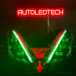 2008-2021 Nissan 370z RGBW Flow Series LED DRL Projector Headlights - AutoLEDTech.com