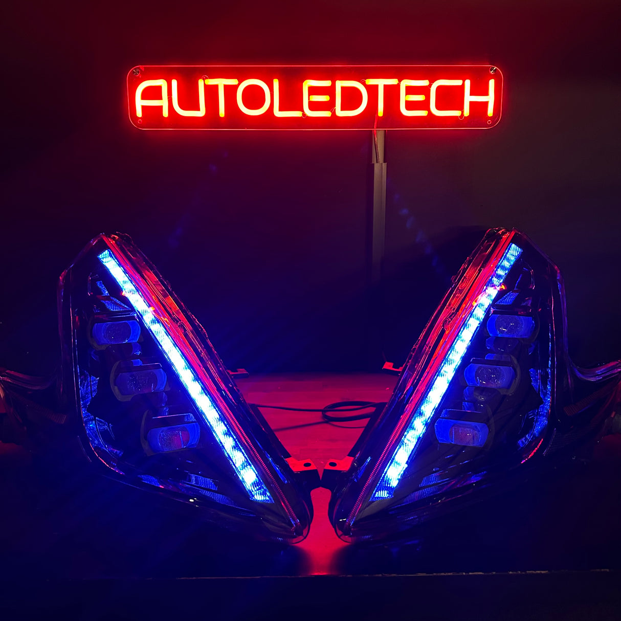 2008-2021 Nissan 370z RGBW Flow Series LED DRL Projector Headlights - AutoLEDTech.com